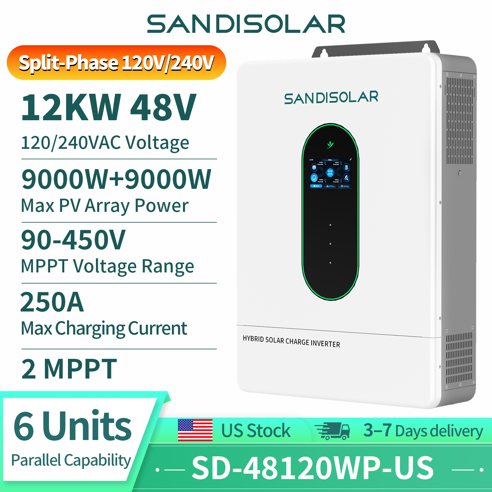 SANDISOLAR 12KW 48V Split-Phas – обзор и цена Drone Solar Charger