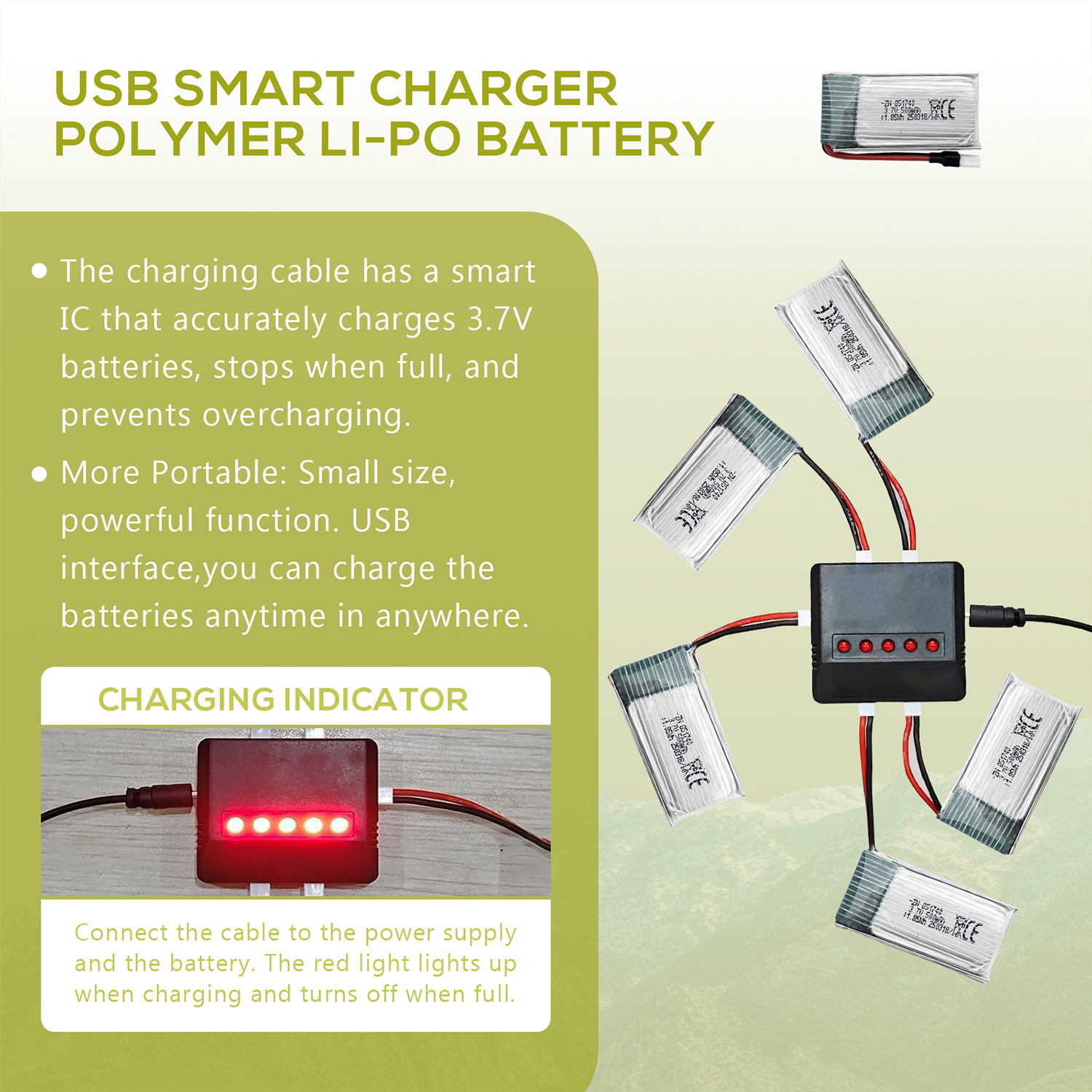 5Pcs 3.7V 500mAh LiPo Batterie – обзор и цена Drone Power Bank